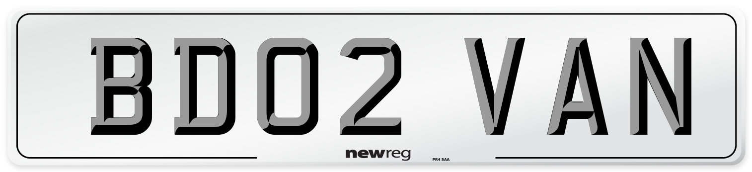 BD02 VAN Number Plate from New Reg